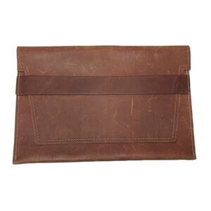 Holtz Leather Co. Wallet Hand Bag Brown Cowhide Flip Logo Mark USA Made